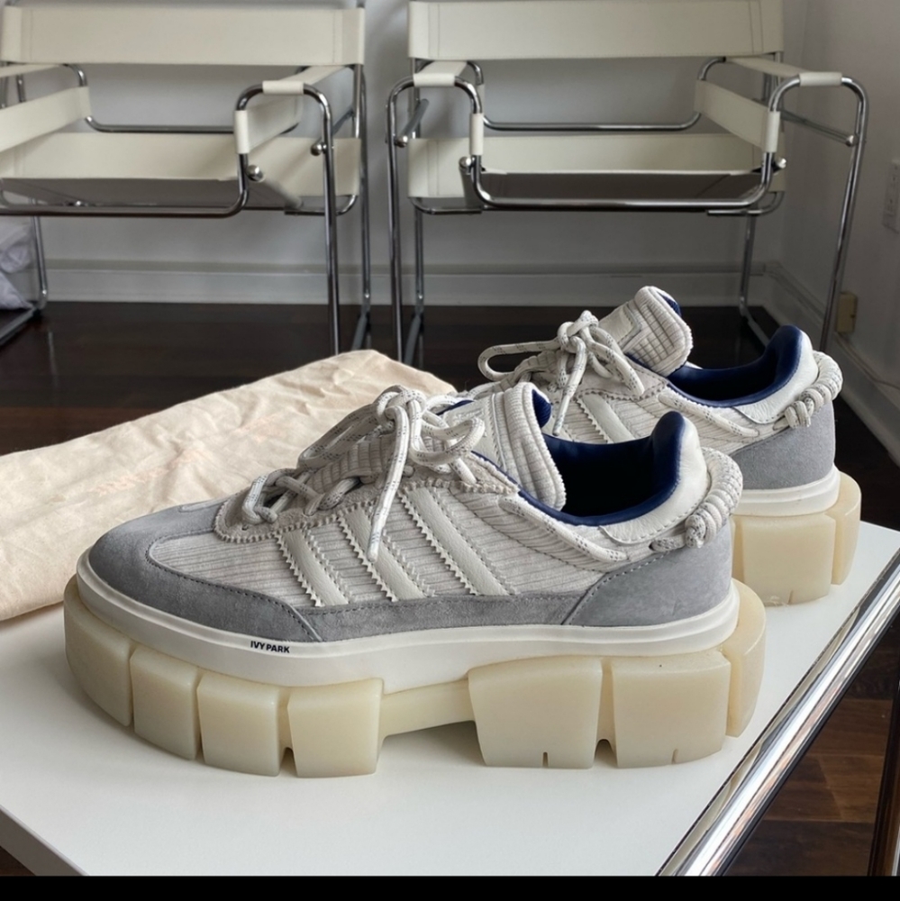 Adidas Ivy Park Super Sleek Chunky Womens Platform Shoe White & Gray Sneaker